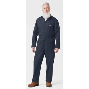 Dickies Men's Performance Coveralls Navy Flex Temp Control Polyester ~ XL Tall